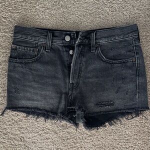 Levi’s Distressed Black Denim Shorts